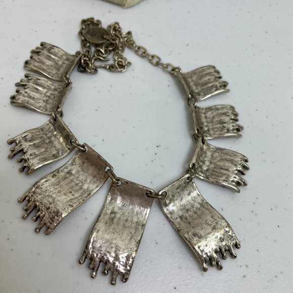 Osmanli Taki by Celali Turkish Made Ottoman Style Necklace Silver Tone Statement - Picture 6 of 7